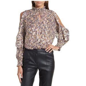 Maje Letrea Metallic Fil Coupe Blouse 6 NWT